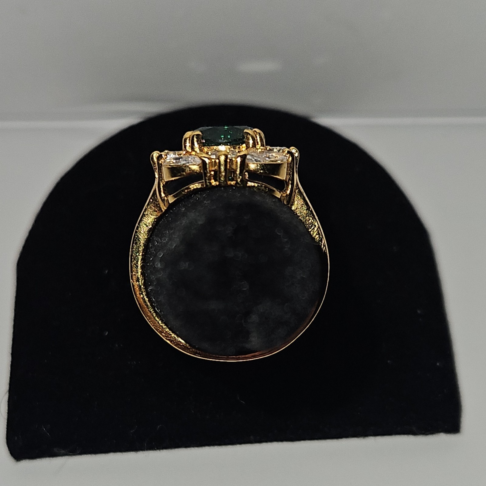 Lab-Created Emerald Halo Cocktail Ring 12k Yellow Gold Plated band Size 7
