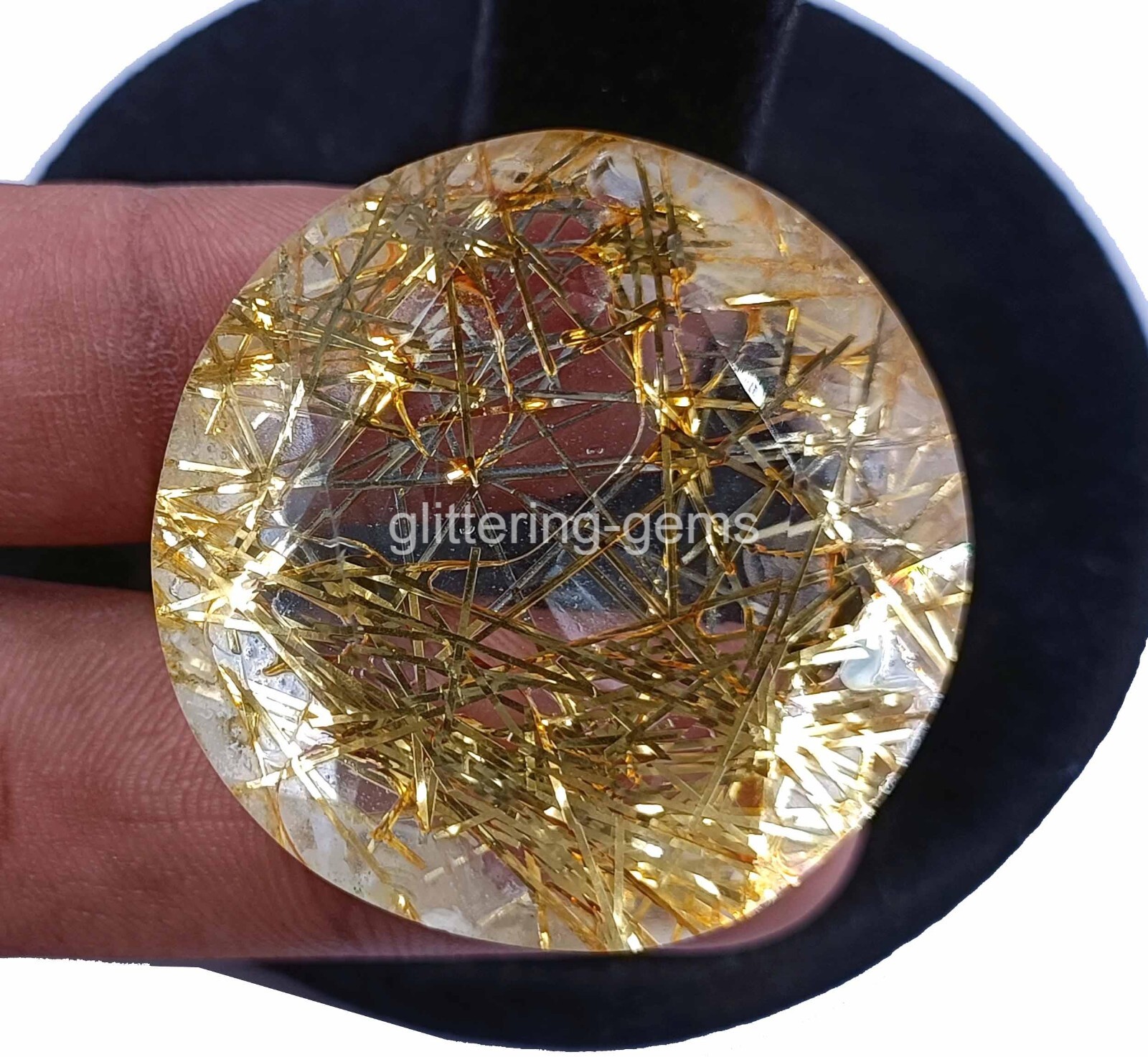 124 Ct Certified Lab-Created Golden Rutilated Quartz Round Cut Loose Gems 4OUF