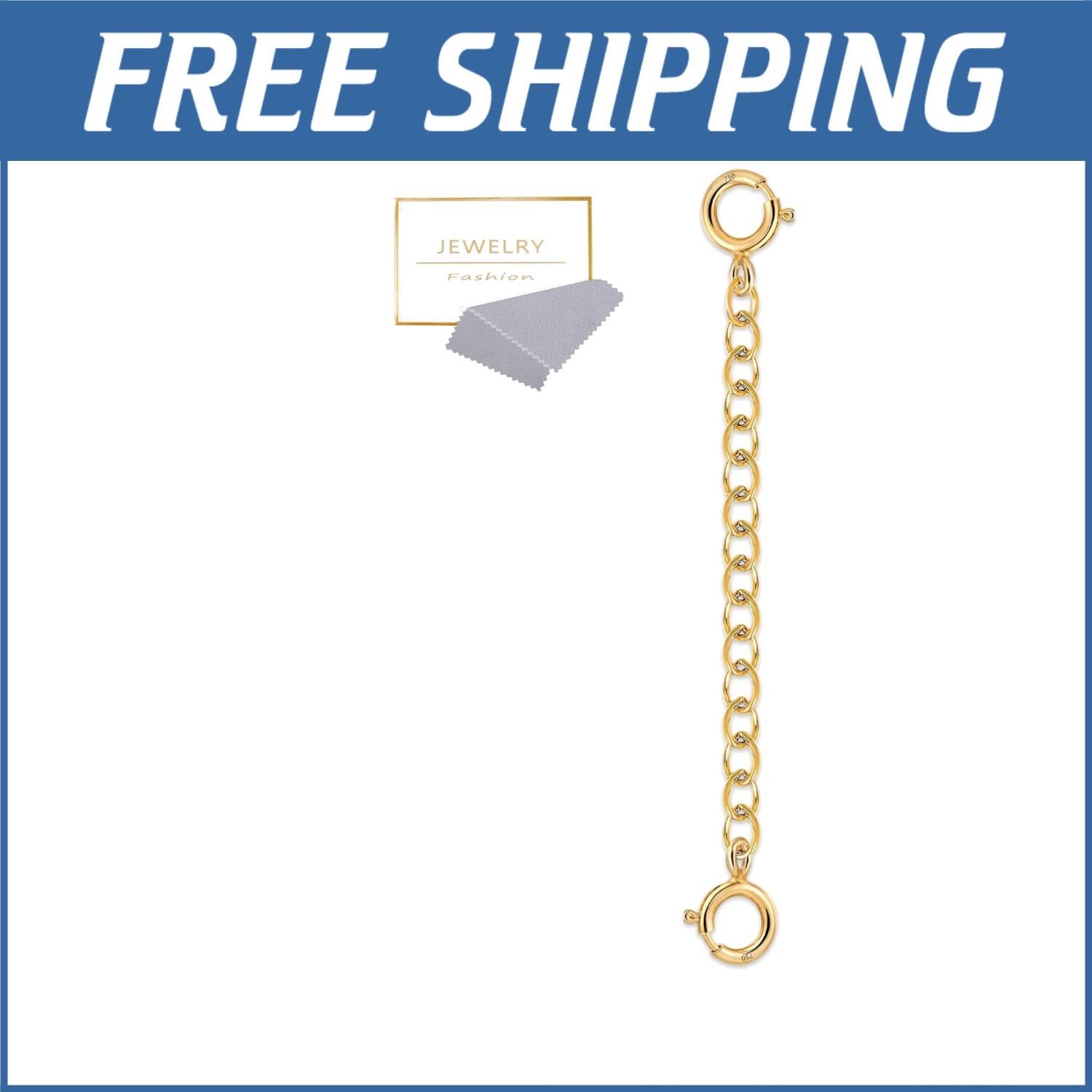 Luxury 18K Solid Gold Extender – Adjustable Chain for Jewelry with Clasp Closure