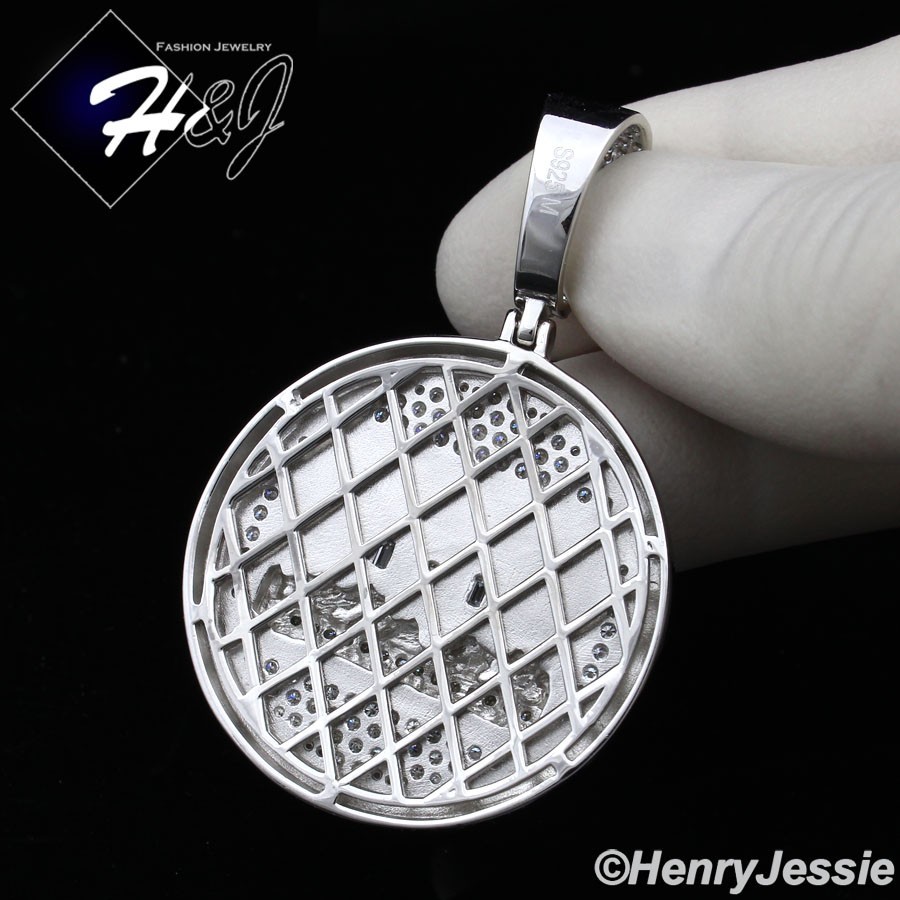 MEN SOLID 925 STERLING SILVER MOISSANITE LAST SUPPER JESUS ROUND PENDANT*SMP565