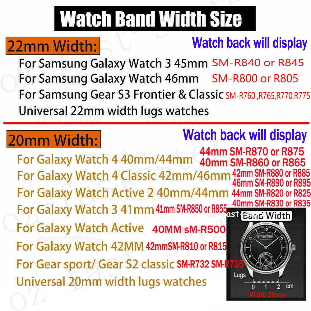Samsung Galaxy Watch 4 5 6 7 Active 2 Bling Metal Band Wrist Strap + Case Cover