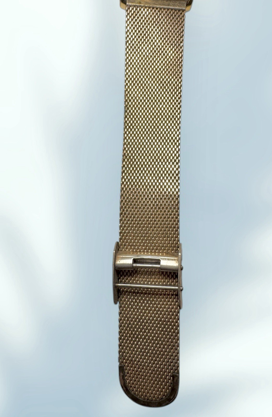 VINTAGE SWISS JOSTENS 10K 1/20 GOLD FILLED MESH BAND OVERHEAD DOOR WATCH 63gr