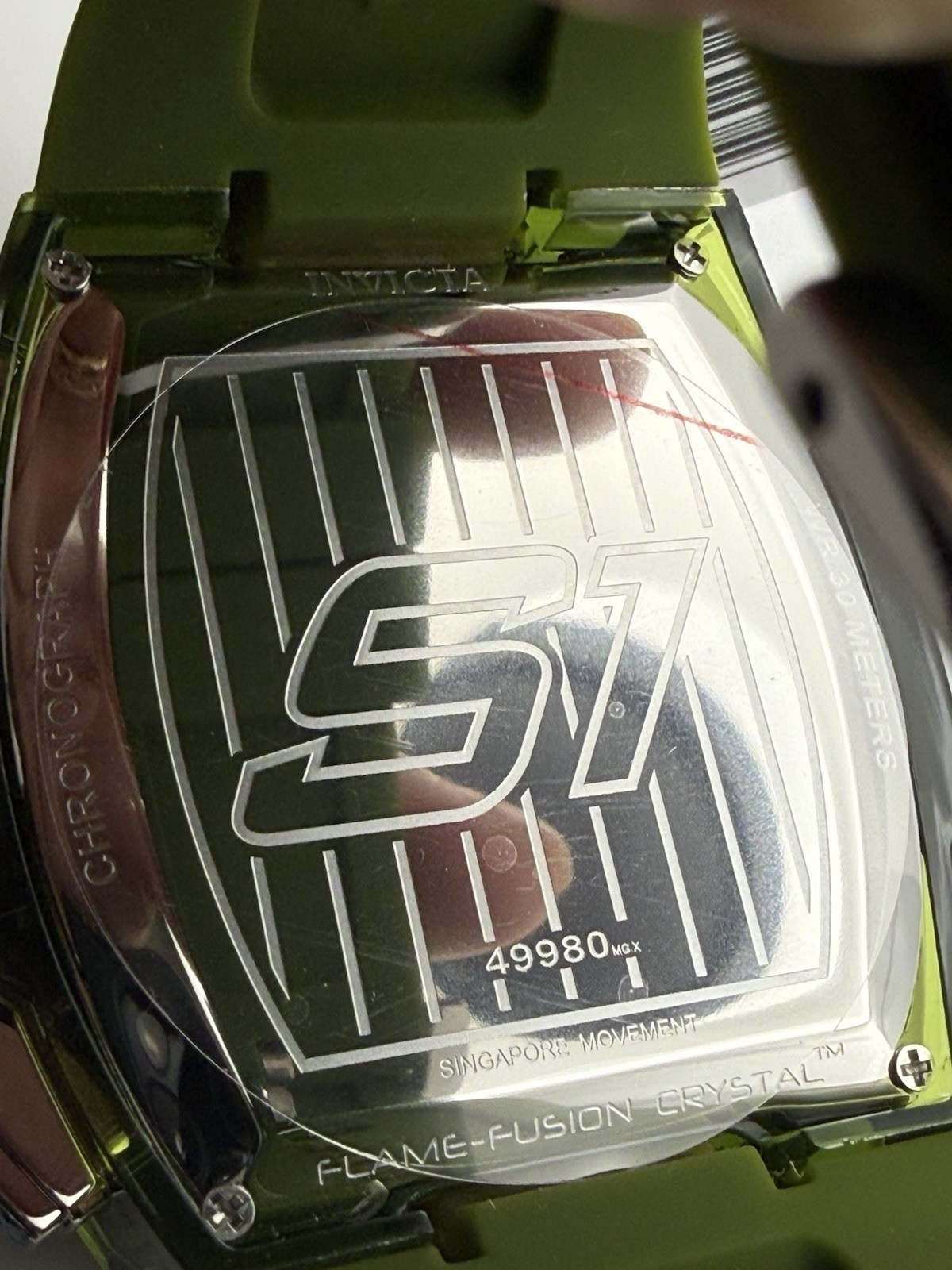 Invicta 49980 S1 Rally Vortce 47mm Chronograph Green Transparent Quartz NIB New