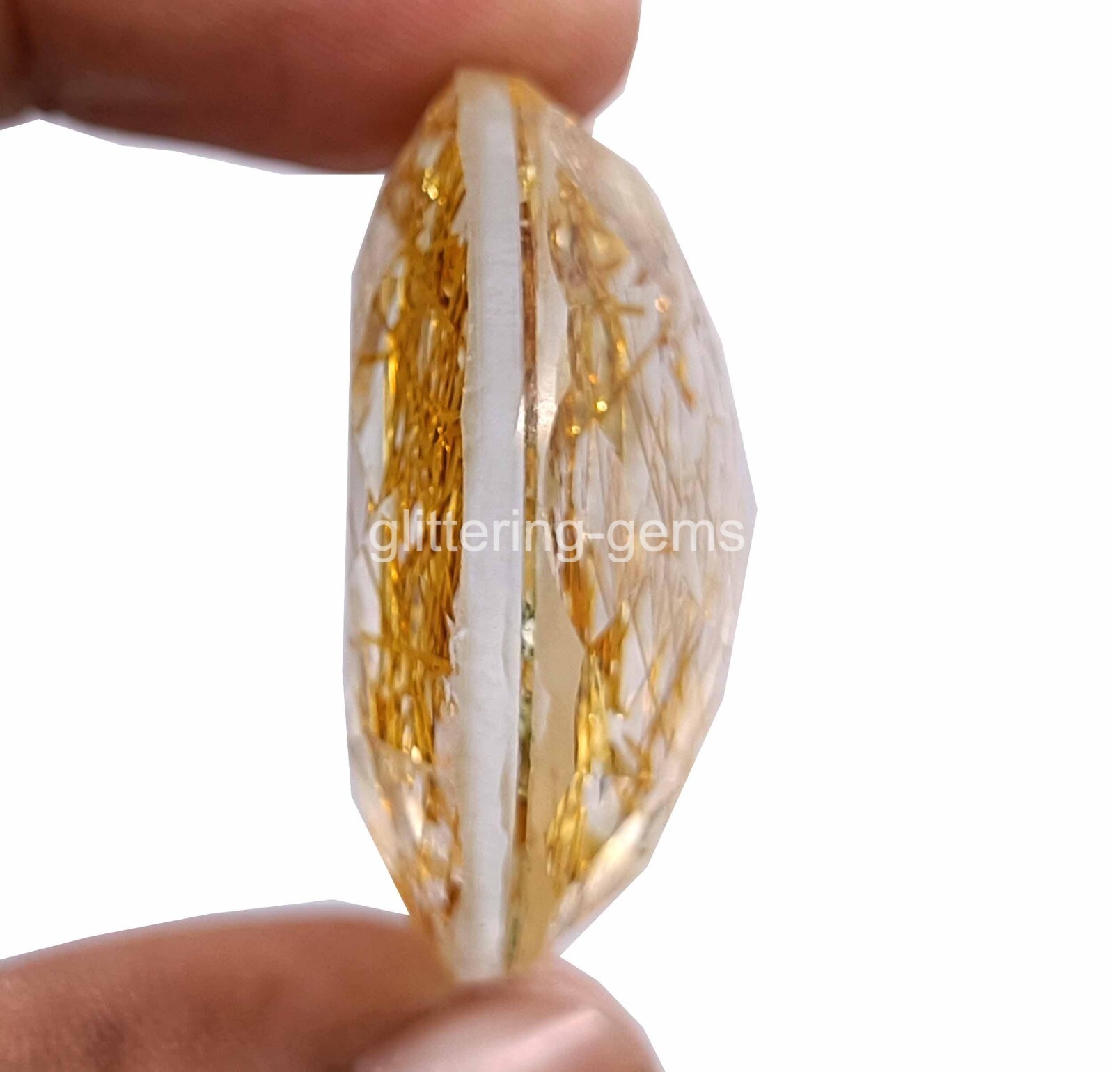 124 Ct Certified Lab-Created Golden Rutilated Quartz Round Cut Loose Gems 4OUF
