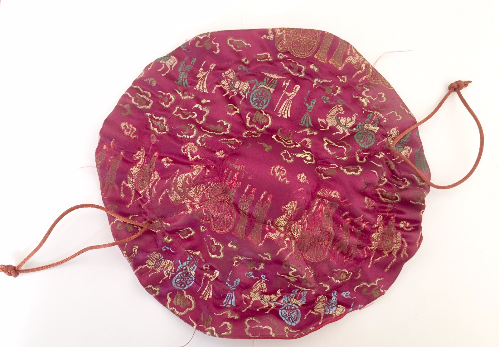 Travel Jewelry Organizer Bag Burgundy Oriental 8 Pockets Case Drawstring Bag
