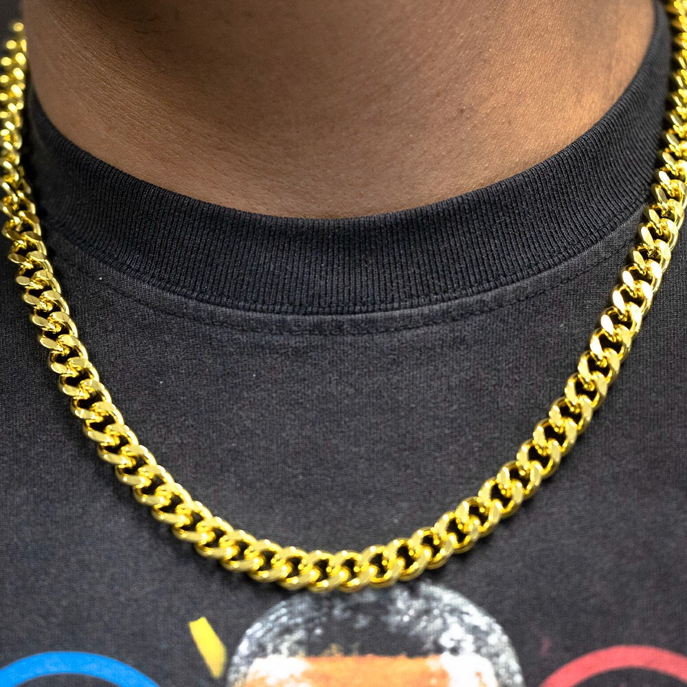 9.5 mm Cuban Link Chain Golden for Men 24 inch Long Mens Chain Necklaces Hip Hop