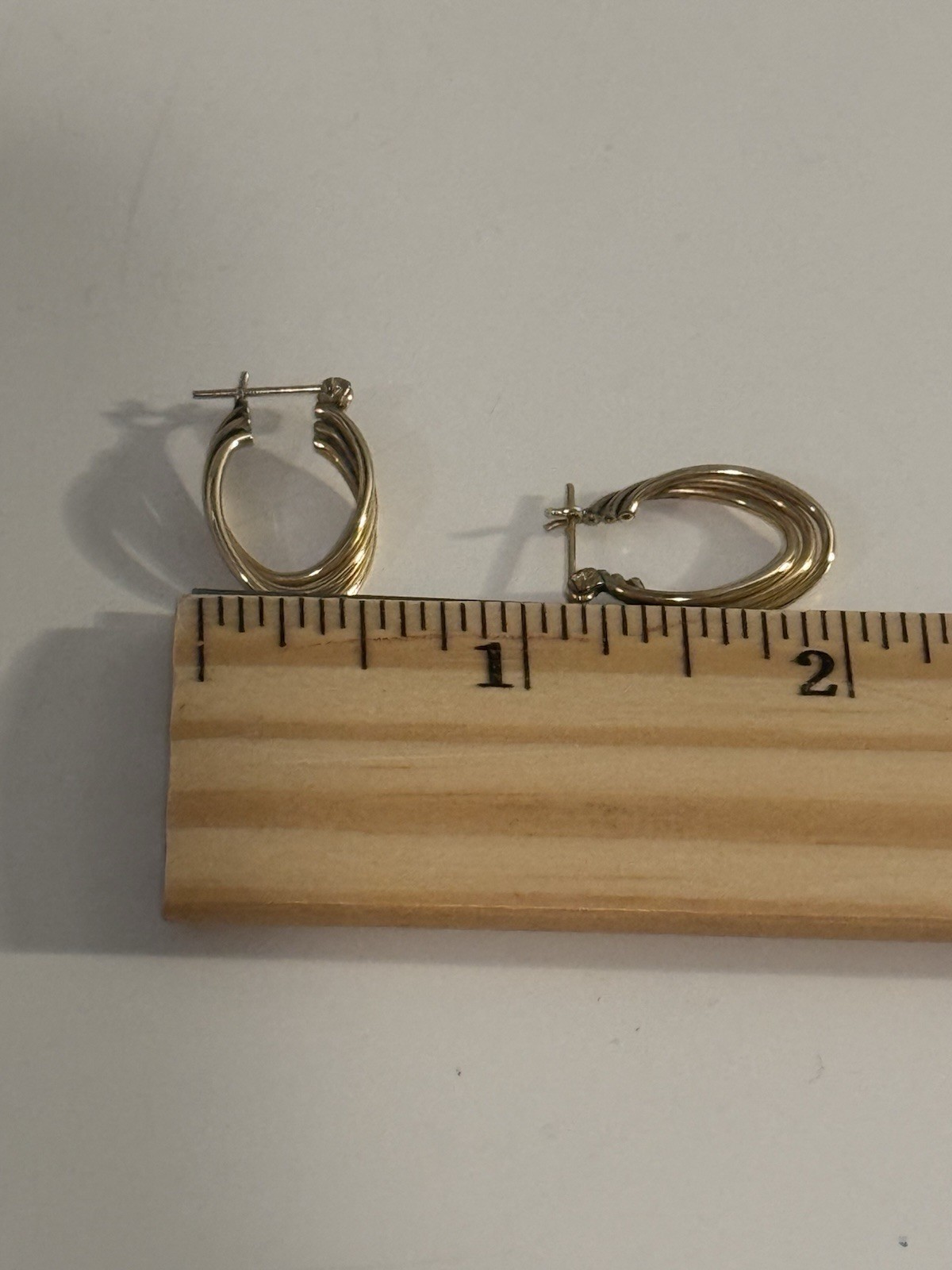 Classic 14K Yellow Gold Earrings 2.56 g Oval Multi Hoop 1″ drop