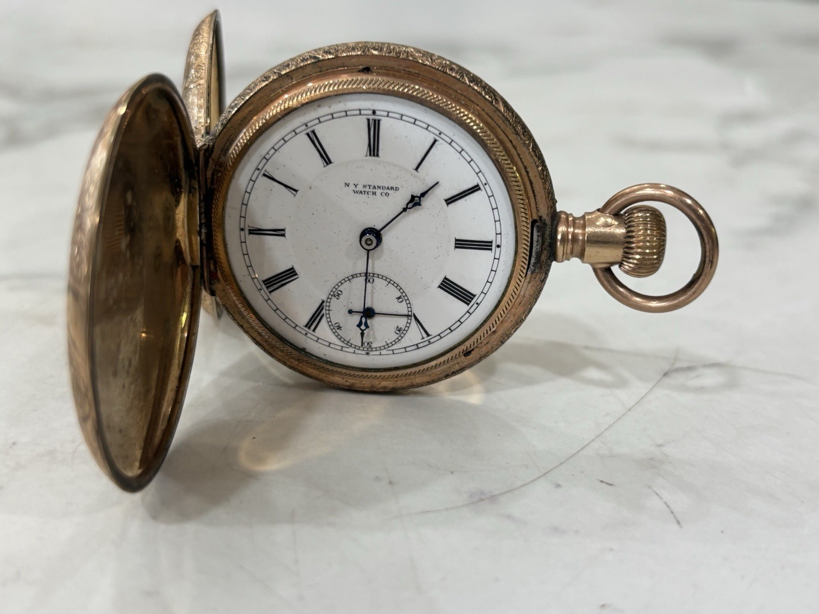 NY Standard Pocket Watch 40mm Case Gold Filled Parts/Repair ⚙ Has Engraving