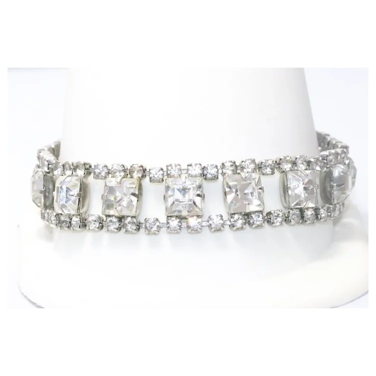 Vintage Costume Rhinestone Link Bracelet