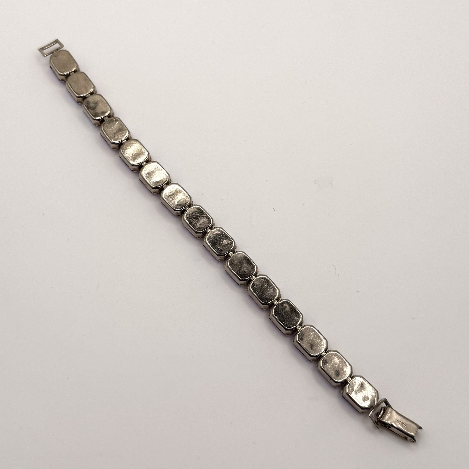 Signed Weiss AB Crystal Bracelet | Purple Pink Emerald Cut Rhinestones