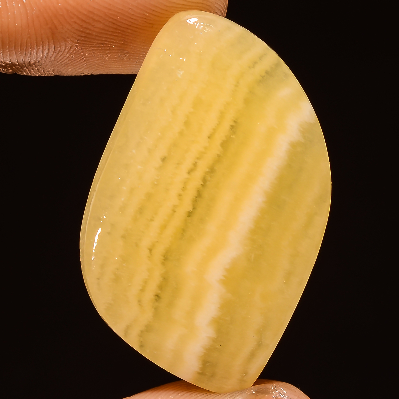 Natural Yellow Lace Agate Fancy Shape Cabochon Gemstone 48 Ct 36X22X6mm GC-35062