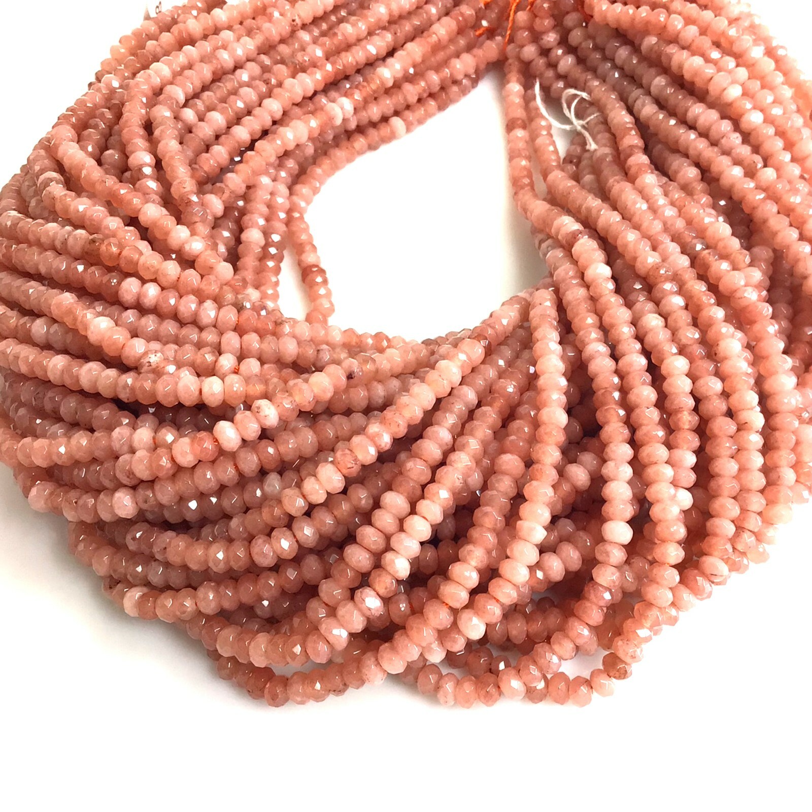 Natural Gemstones Peach Moonstone Faceted Rondelle Bead 4x3mm 14″ Jewelry Making