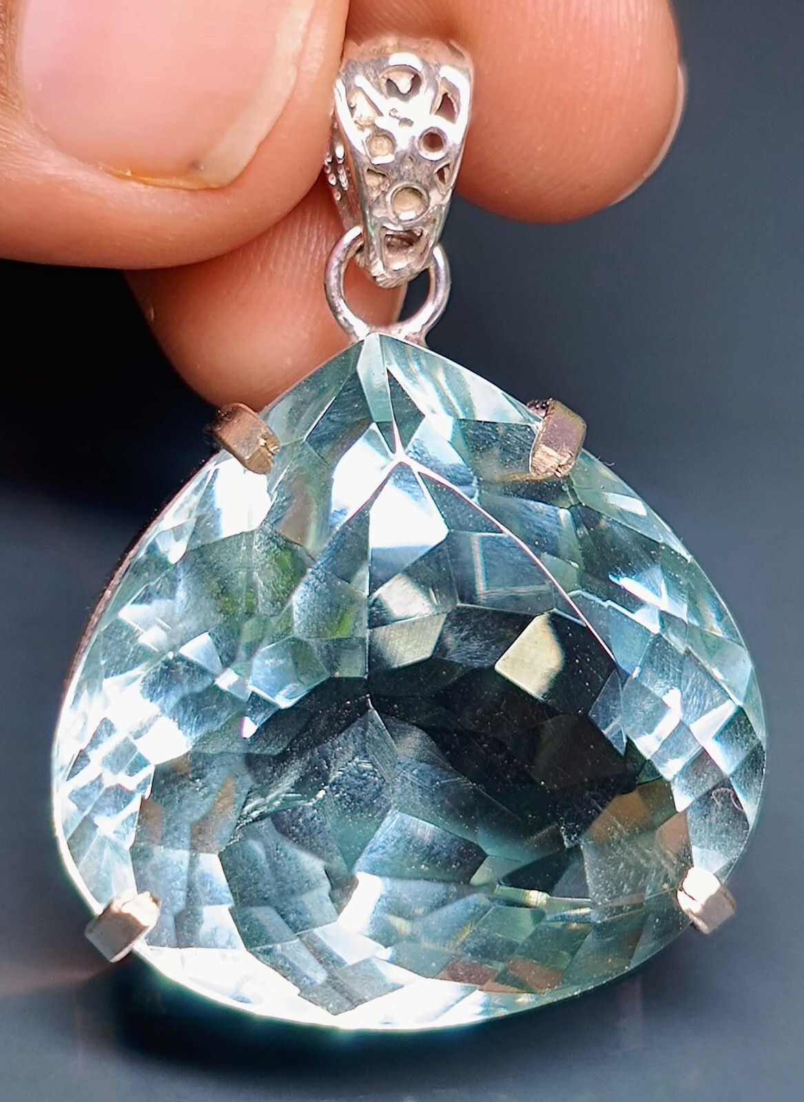 Water Blue Topaz Pear Cut 112.20 Ct Locket EGL Certified Natural Gemstone PD017