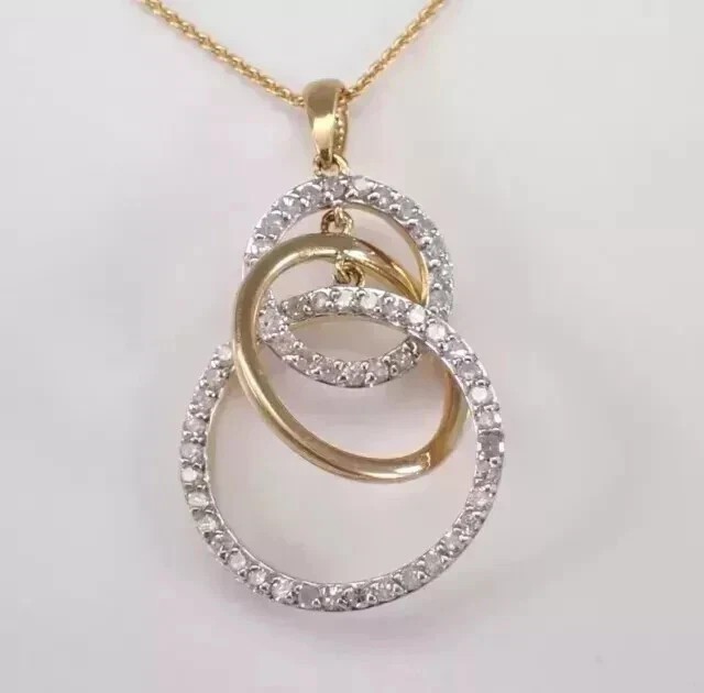 Stunning 2.20Ct Round Cut Simulated Diamond Open Pendant 14k Yellow Gold Plated