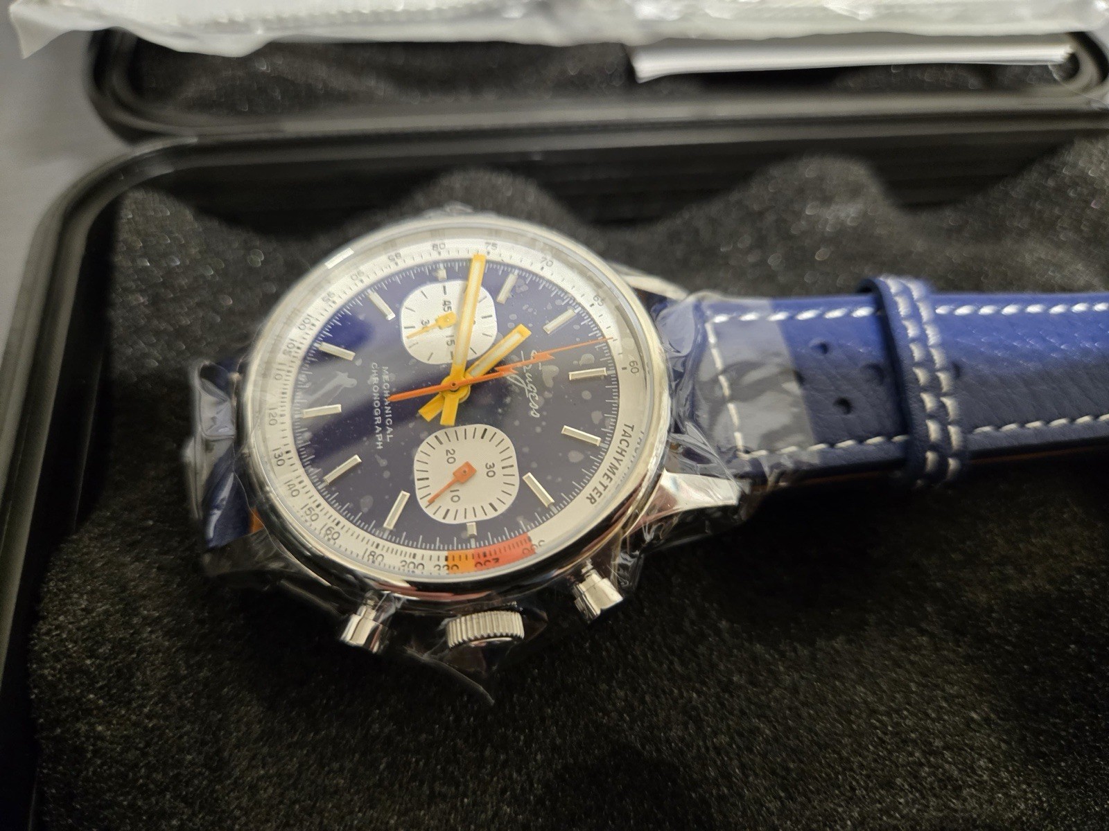 Sugess Chrono Heritage Blue Panda S387.03.J 40mm Mechanical Chronograph Watch