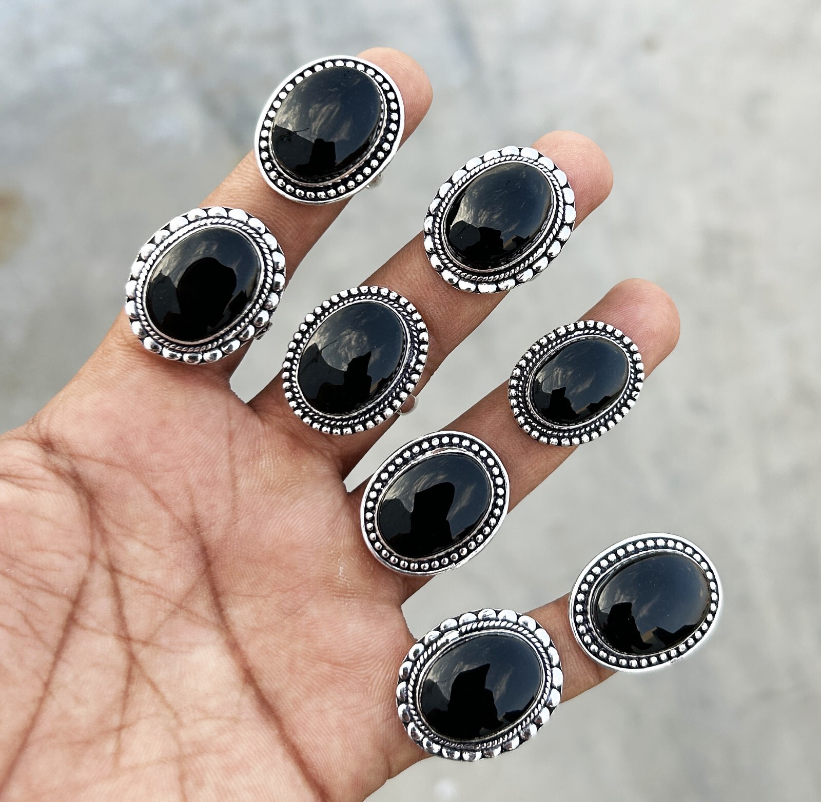 Wholesale Lot Black Onyx Gemstone Handmade Rings Jewelry For women