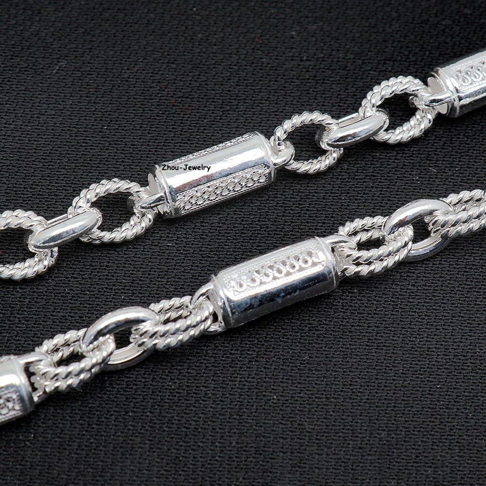 Pure S999 Fine Silver 999 Chain 6mm Cable Link Dragon Necklace 44-45g 21.6inch