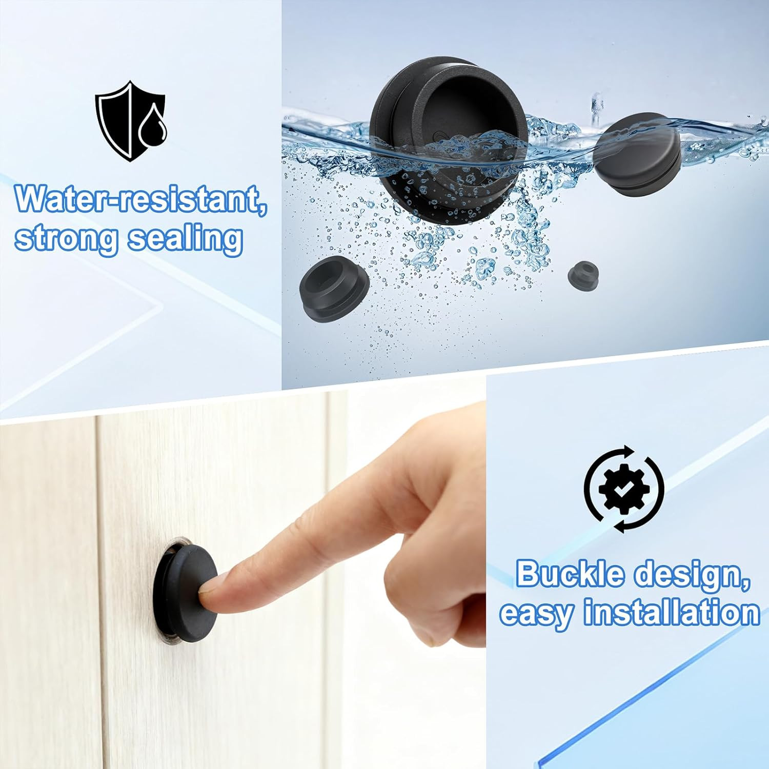 125Pcs Black Rubber Hole Plugs Assorted Sizes Silicone Round Plug Kit