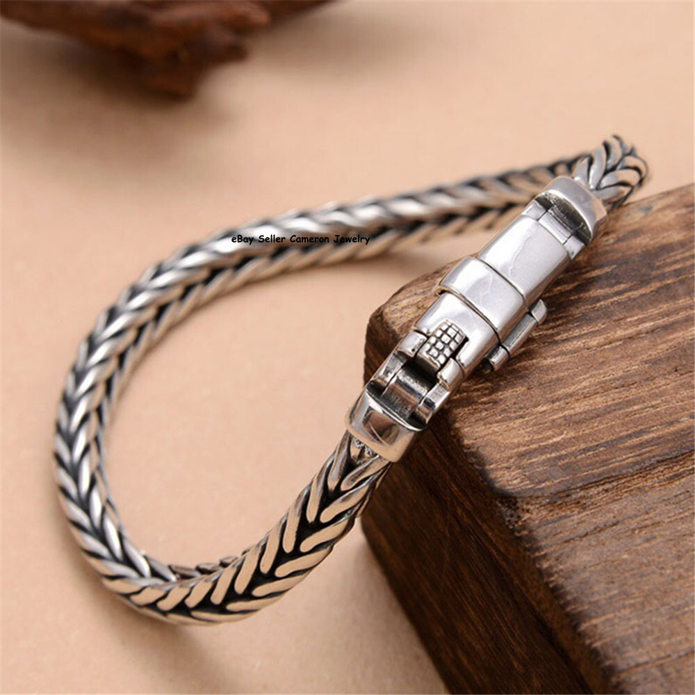 Pure S925 Sterling Silver Chain Unisex 5mm Wheat Link Bracelet 26-27g 7.1inch