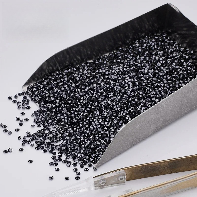 0.8-1.9mm Round Cut D Color/Black Moissanite Stones VVS1 for Jewelry Making