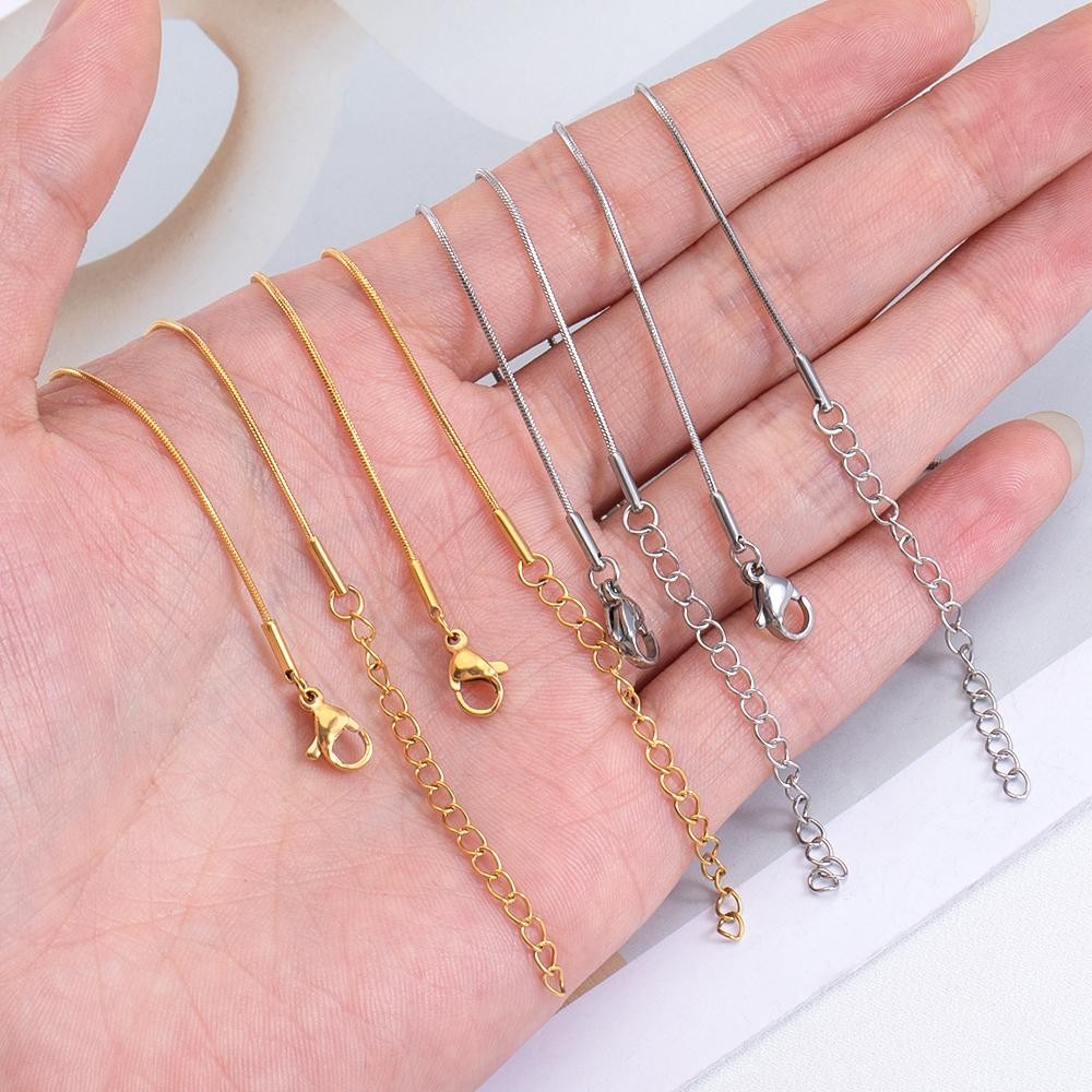 5pcs Snake Necklace Chains Stainless Steel 45+5cm Diy Jewelry Wholesale Unisex