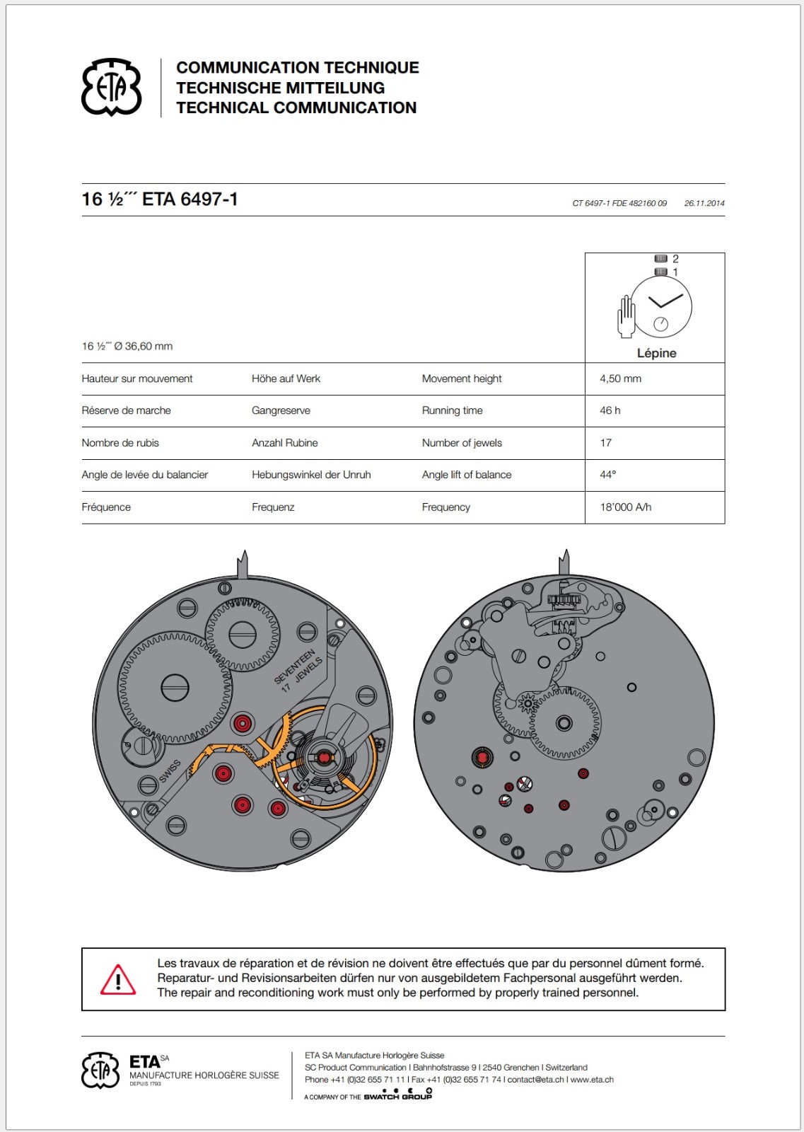 ETA Movements, Technical and Service Guides bundle (130+ models & cal.)