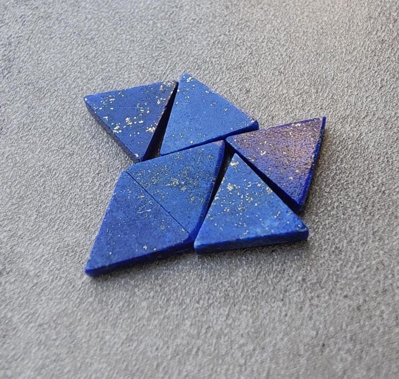 Natural Lapis Lazuli Triangle Shape Flat Cabochon Calibrated Loose Gemstones