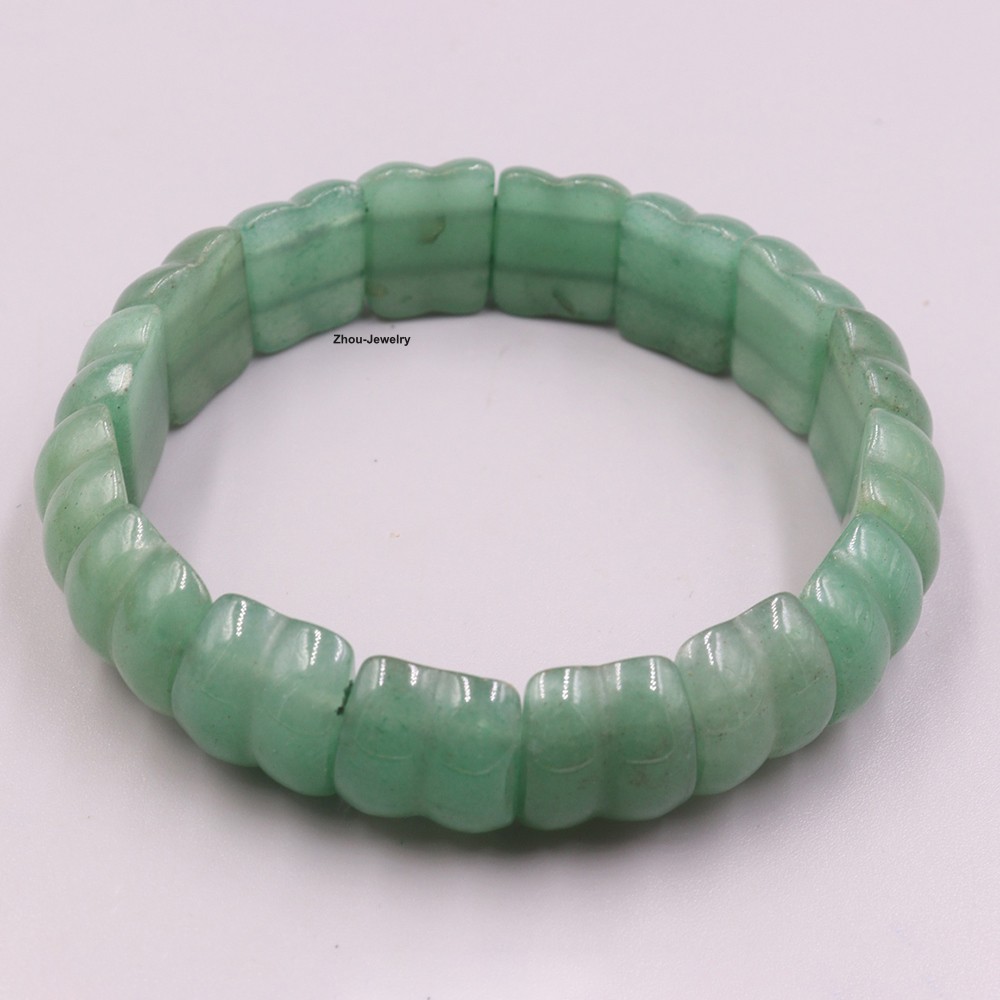 NEW 16mm Arc-Shaped Natural Aventurine Quartz Elastic Bracelet Fit 6.3inch Wrist