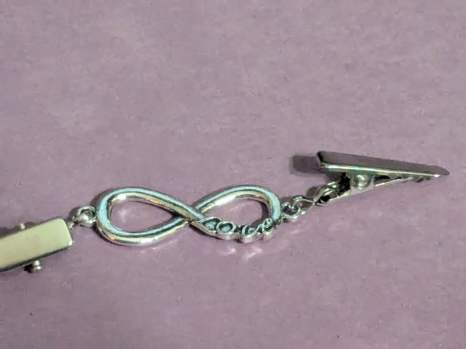 Infinity Love Shawl Cardigan Clasp 3.75 in Long Silver Tone NWOT CL6