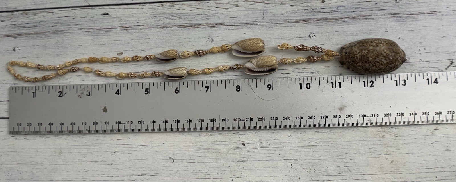 Vintage Cowrie Shell Necklace Large Pendant Beaded Boho Beach Statement 22 In
