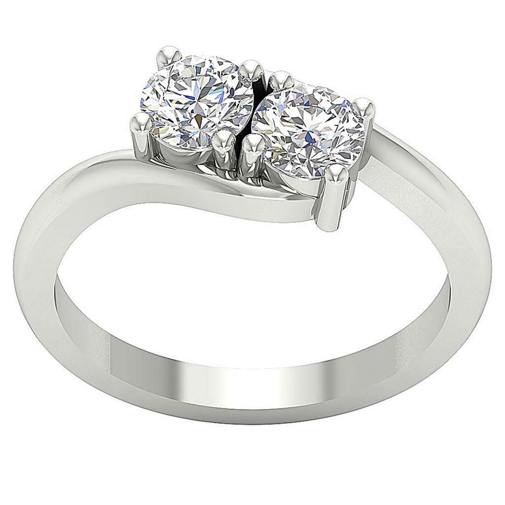 SI2 H 1.10 Ct Round Diamond Forever Us Two Stone Engagement Ring 14K Solid Gold