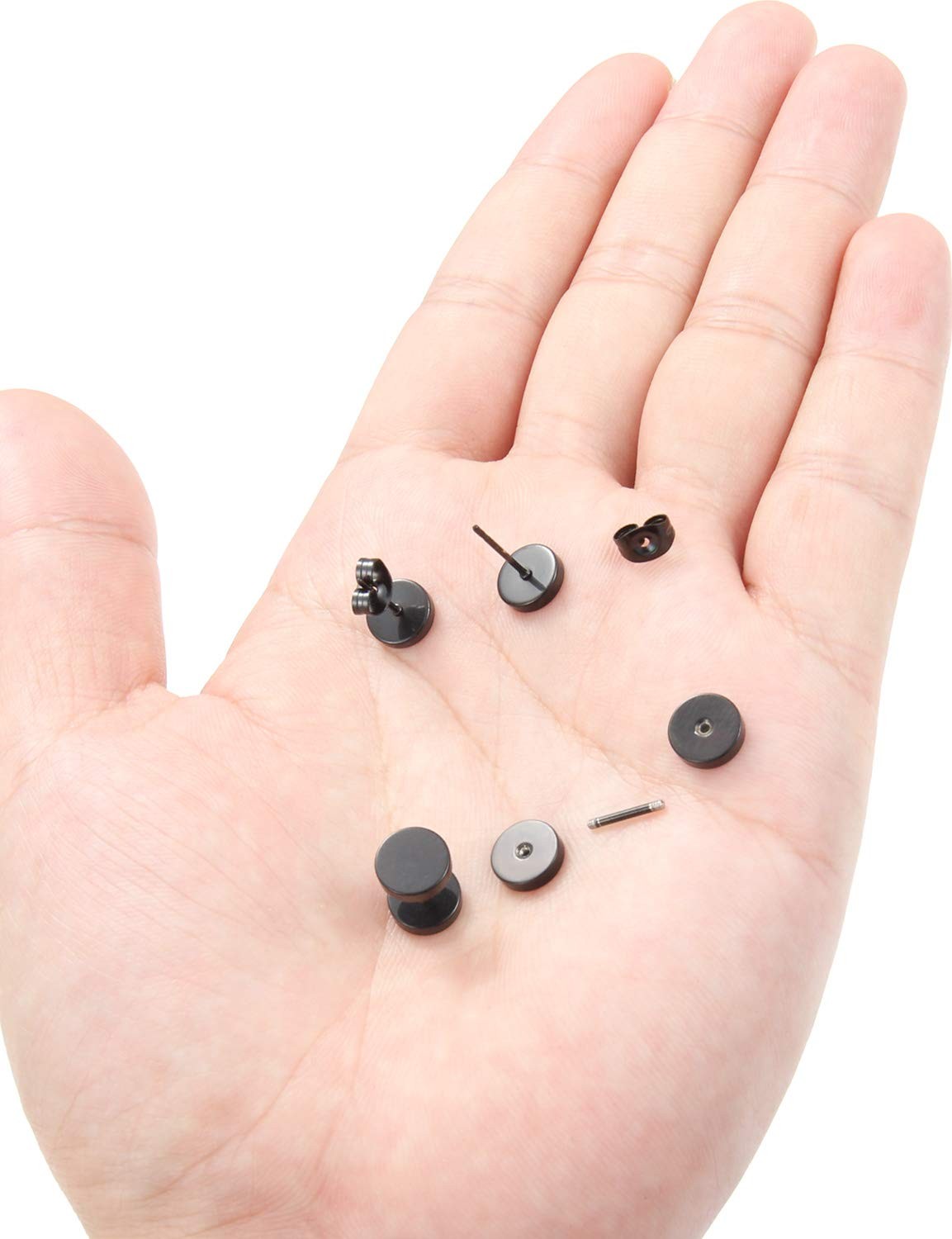 Prjndjw 12 Pairs 20G 18G Surgical Steel 3mm, 4mm, 5mm, 6mm, 7mm, 8mm, Black