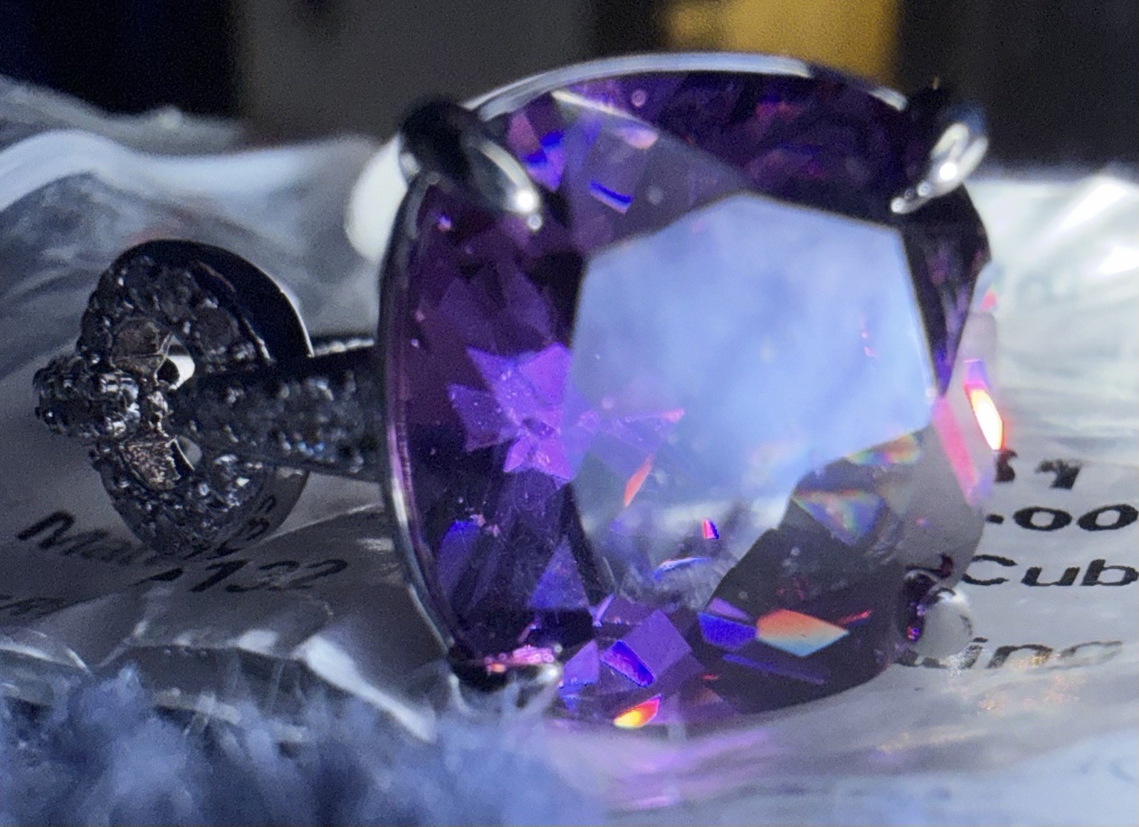 Bomb Party Boundless Loop Ring Amethyst On Cubic Zirconia Rhodium Plated Size 9