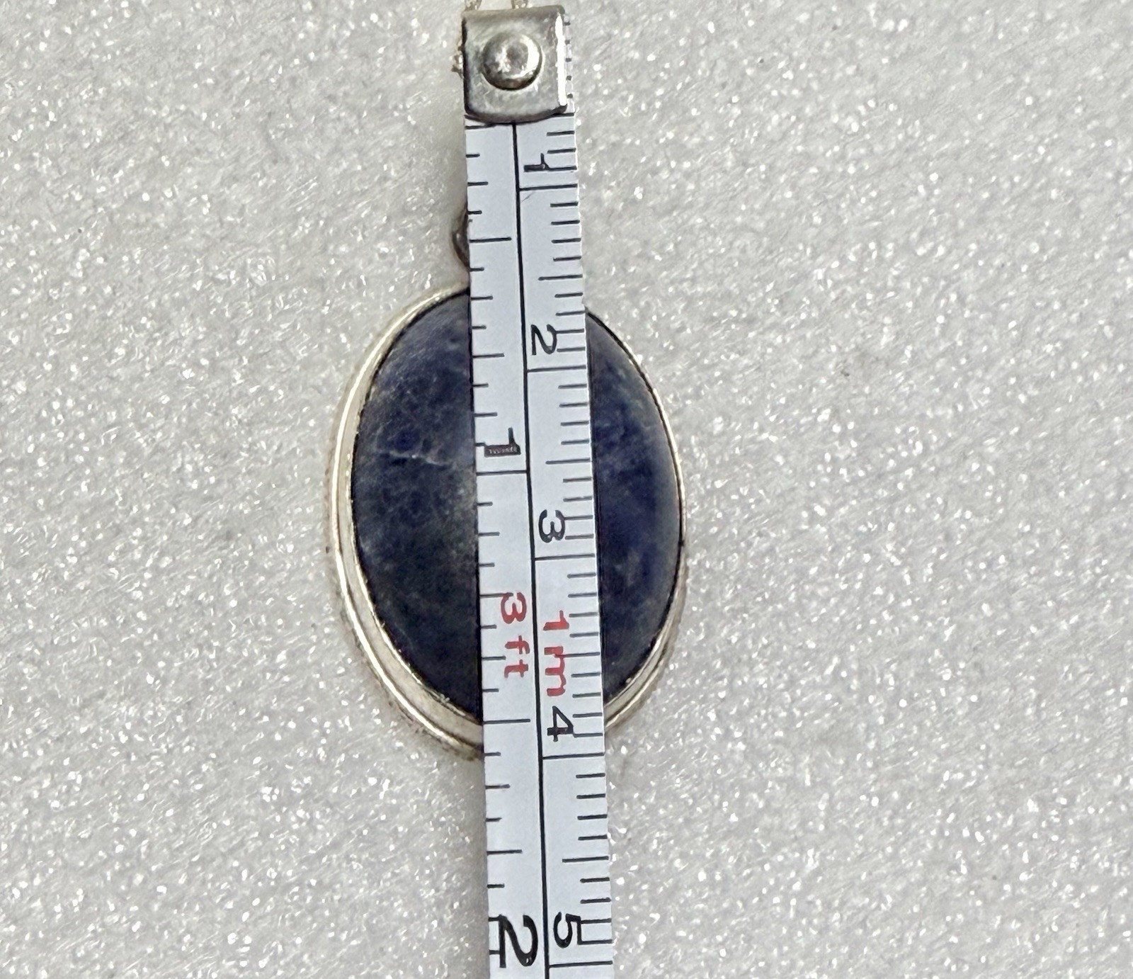 Vintage 925 Sterling Silver & LAPUS LAZULI 1.5” Cab Pendant 18” Necklace 7.68g