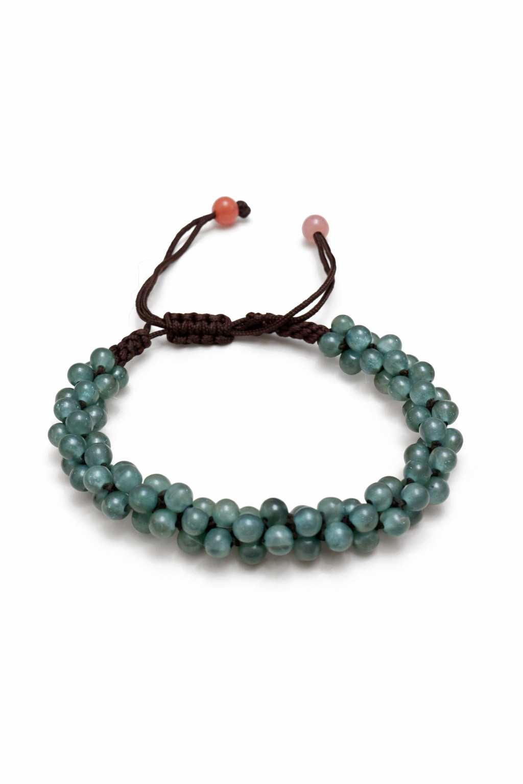 81 Green Jade Beads Bracelet Handmade Double Row Macrame Adjustable Boho Jewelry