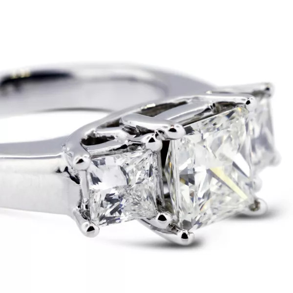 14K White Gold Engagement Ring Trellis 3.17 CT Princess Lab-Grown Diamond F SI1