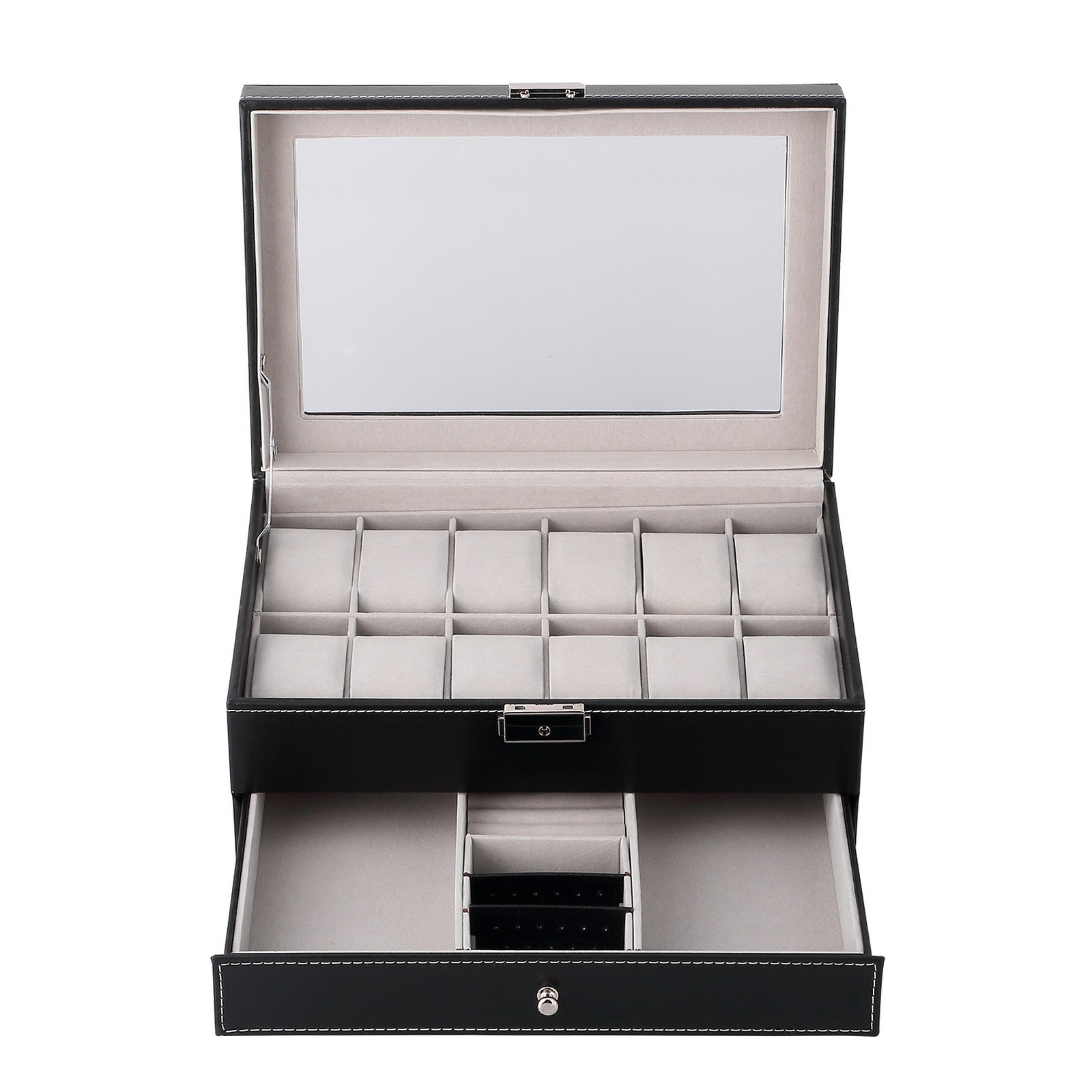 3/6/8/10/12/20/24 Slot PU Leather Watch Box Organizer Jewelry Display Storage