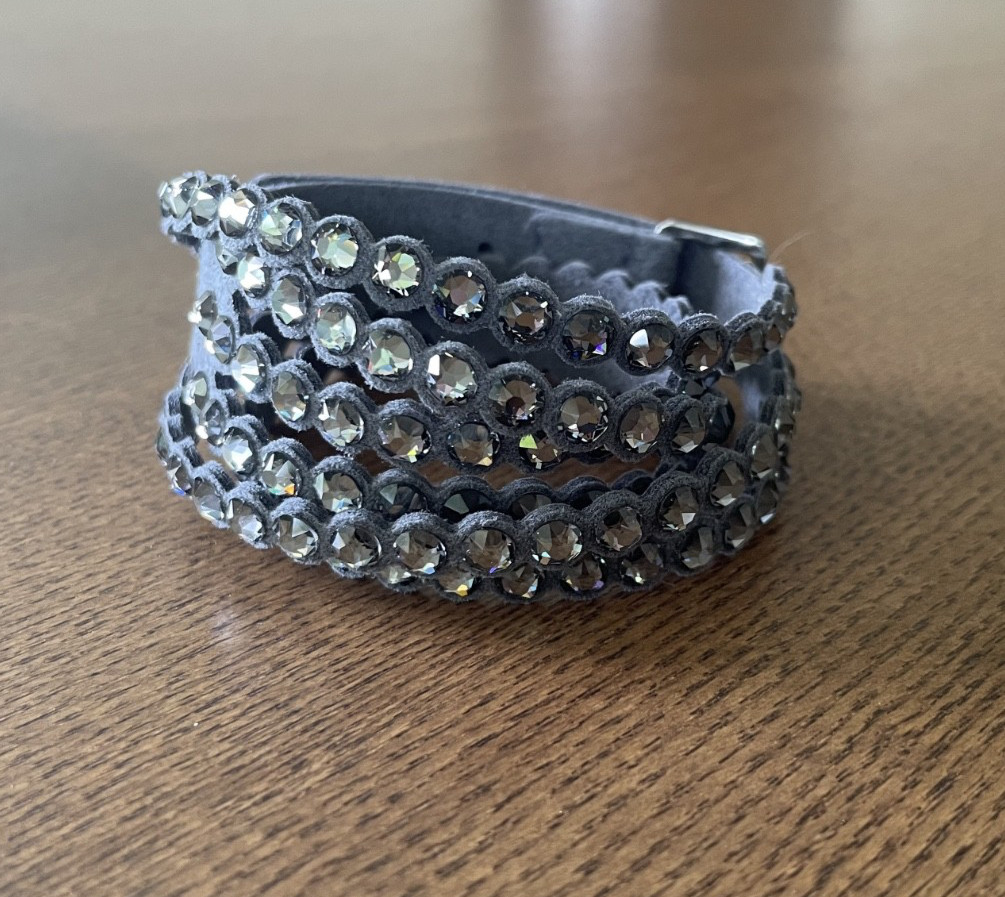 Swarovski Crystal Slake Bracelet 5512509 Grey / Choker Necklace Alcantara Fabric