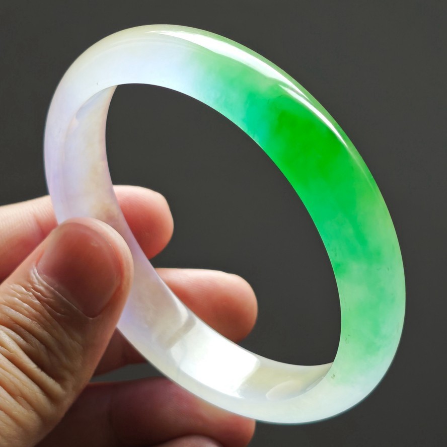 61mm Natural Ice Lavender Purple Jade Bracelet Burma Jadeite Jade Bangle 4030
