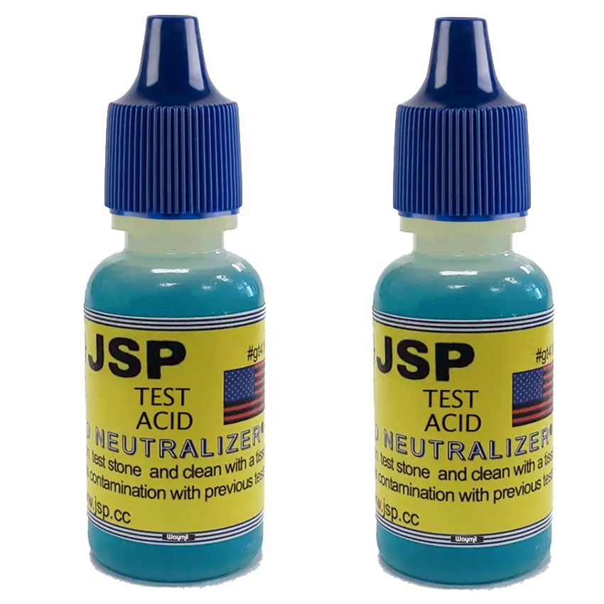 2Pc Gold Silver Test Acid Neutralizer 1/2 Oz. Bottle Solution Stone Cleaner