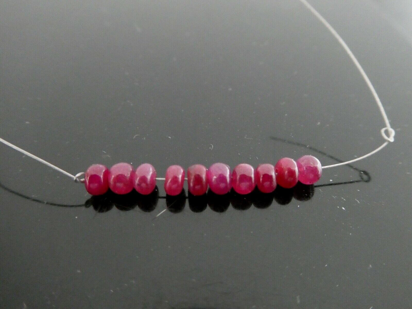 Genuine Red Ruby Gemstone Button Rondelle Smooth 4mm x 3mm Loose 10 BEADS