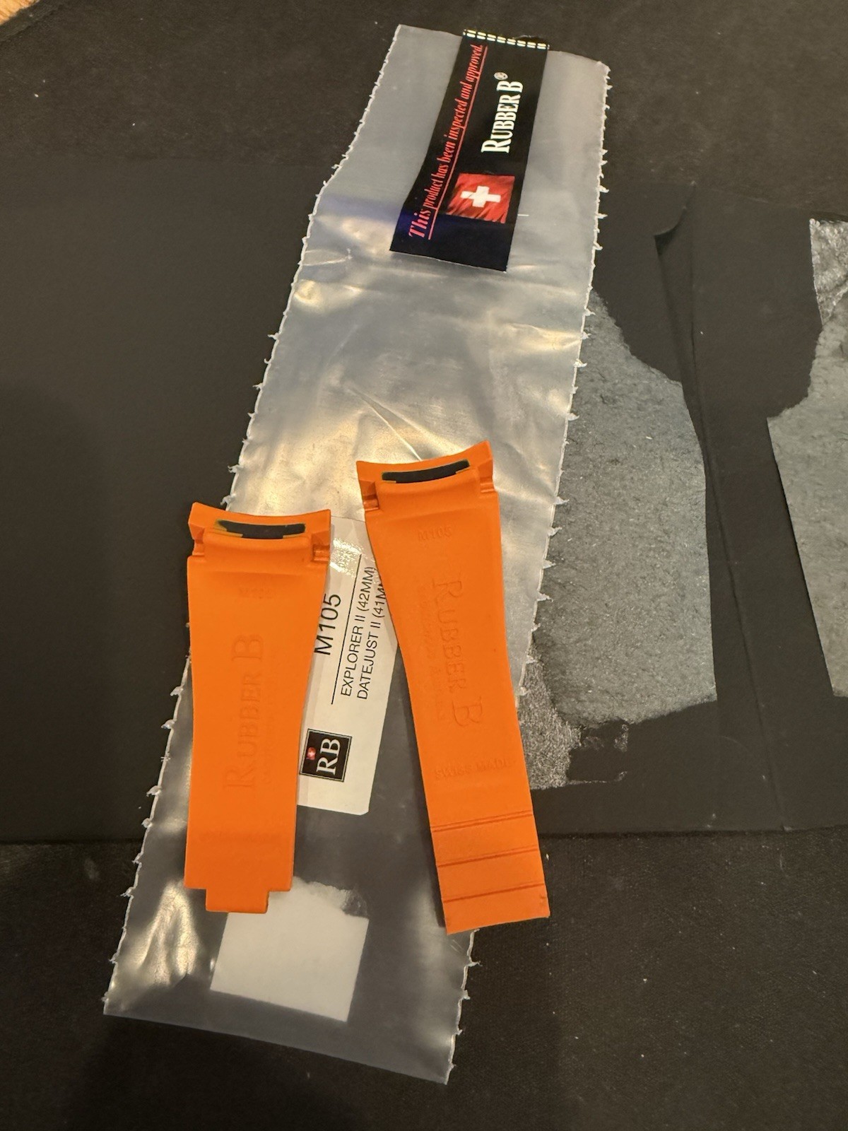 Rubber B Orange Strap For Rolex Explorer II 216570