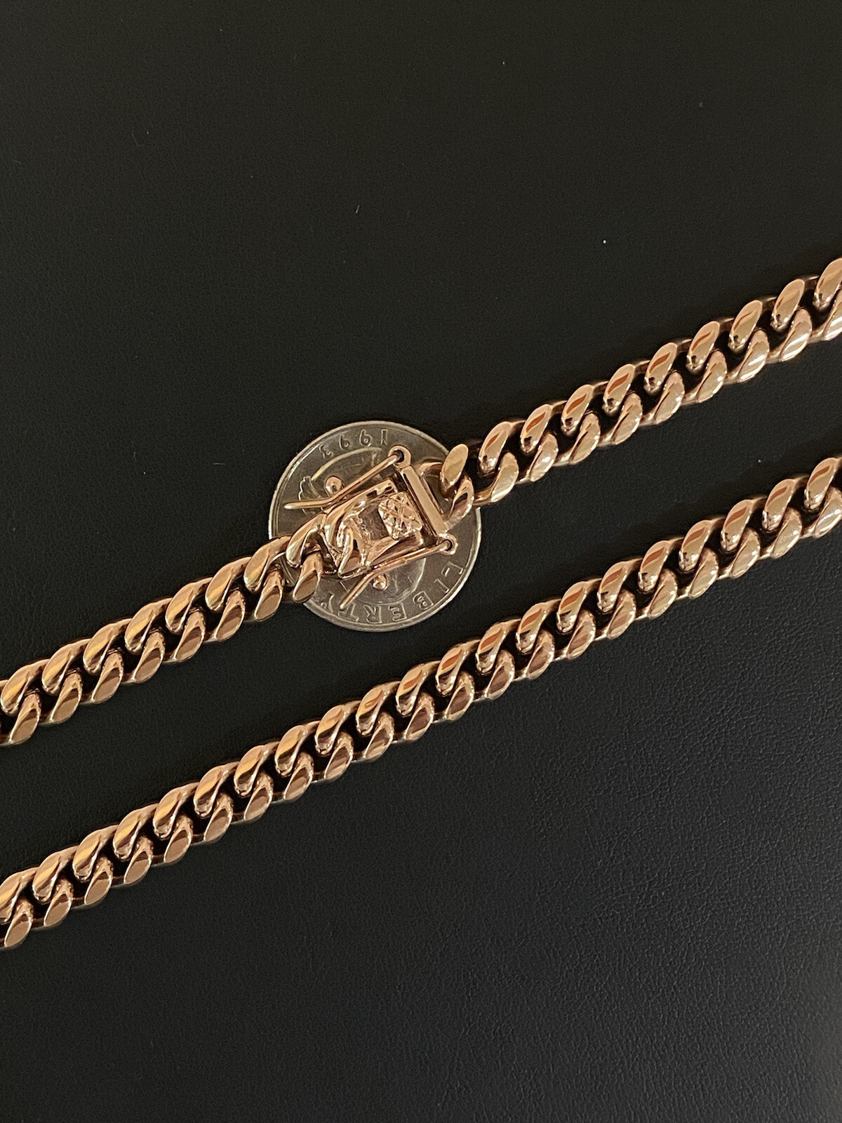 8mm Mens Miami Cuban Link Necklace 14k Rose Gold Plated Stainless Real Chain