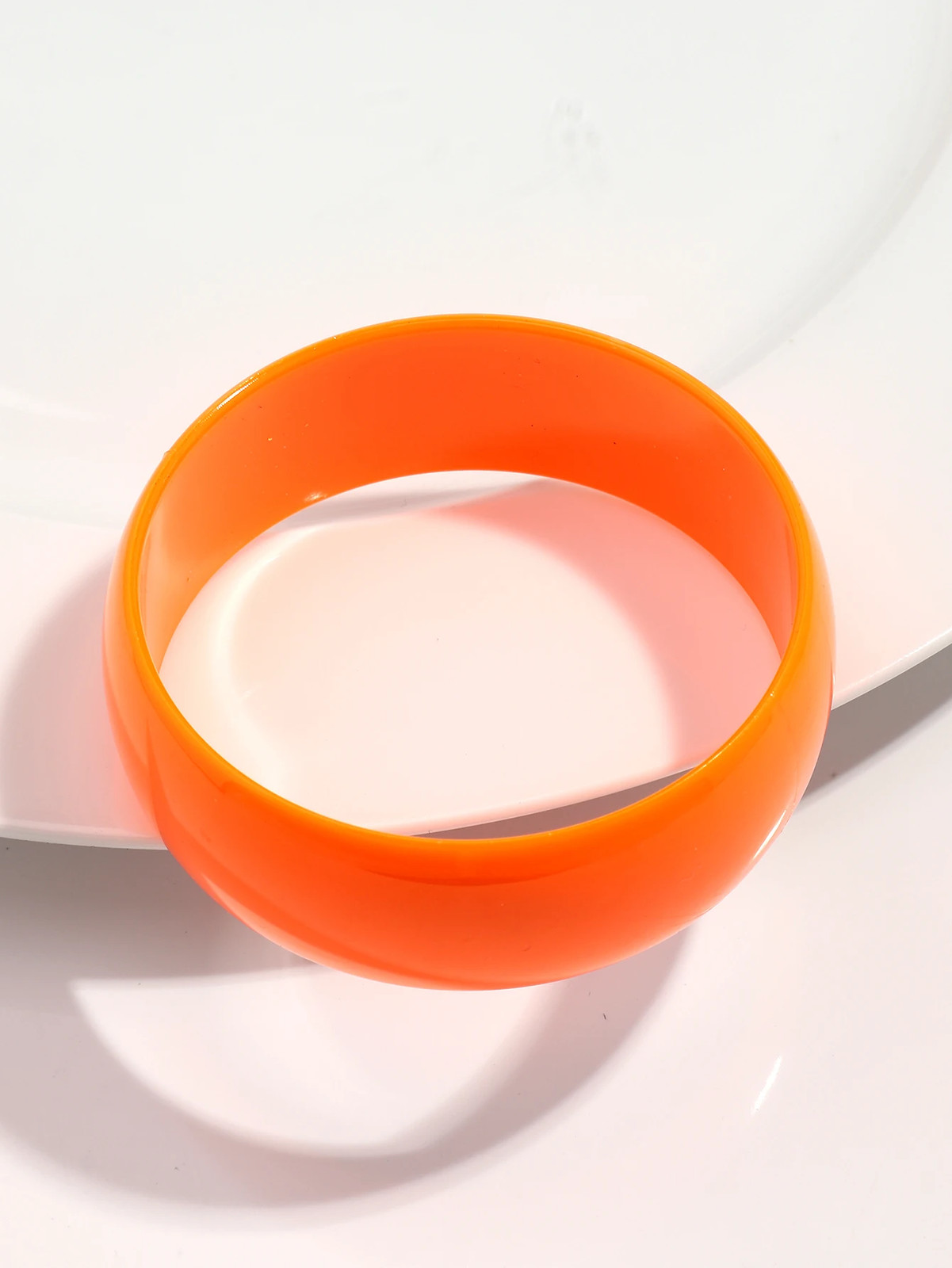 Acrylic Resin Chunky Bangle Women Fluorescent Color Round Wide Strand Jewelry