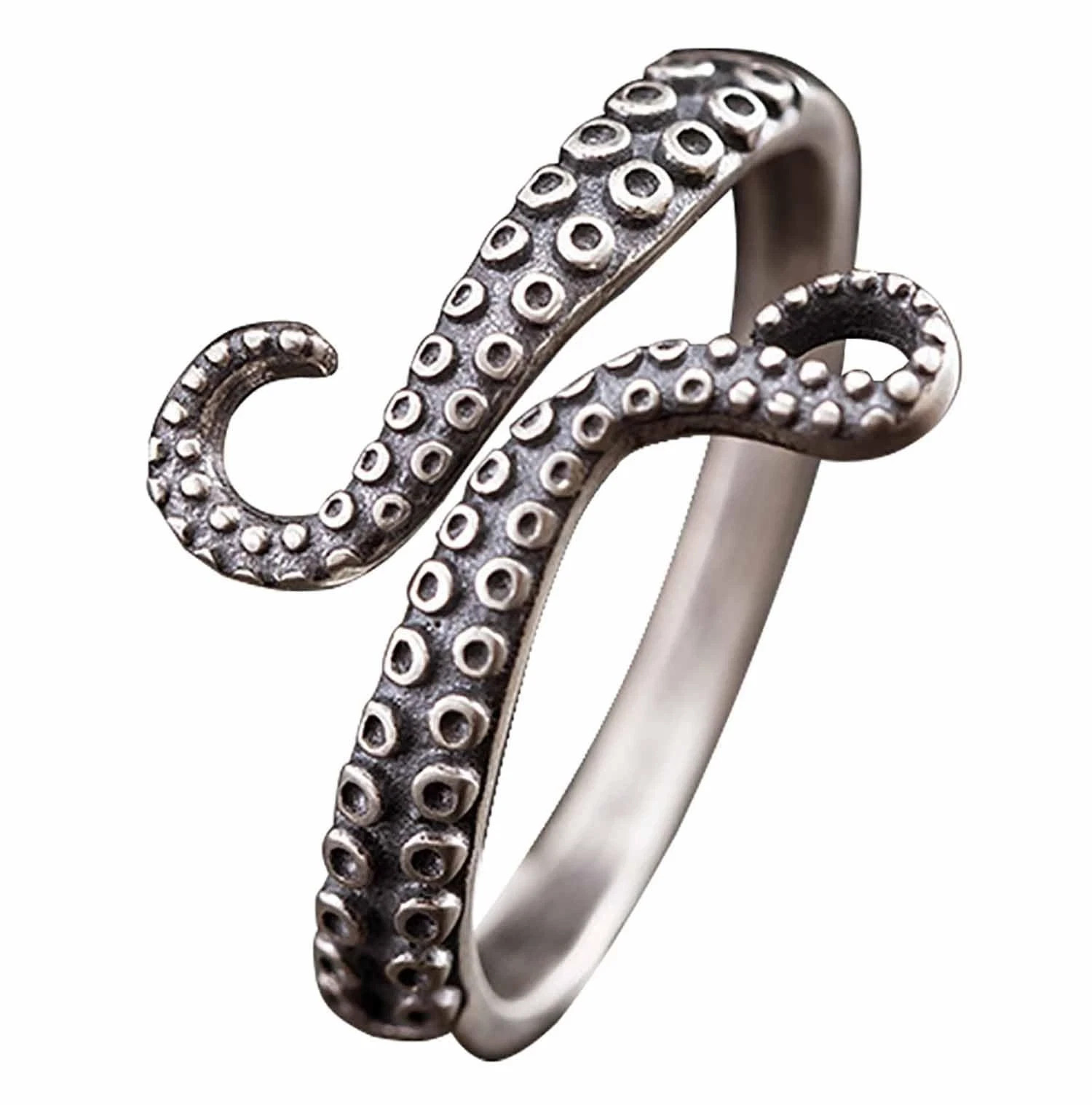 925 Sterling Silver Octopus Sea Monster Squid Kraken open adjustable Ring for…
