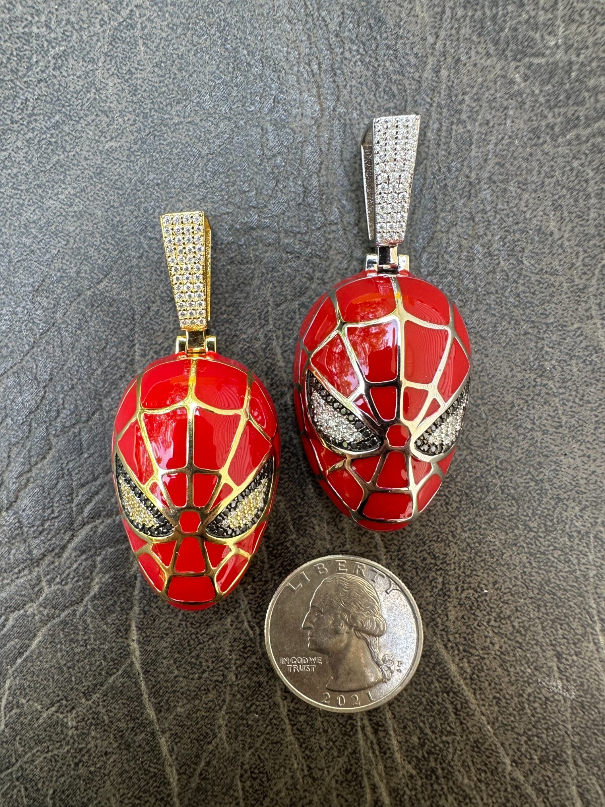 MOISSANITE Spider-man Mask Real 925 Silver/Gold Plated Iced Pendant Out Necklace