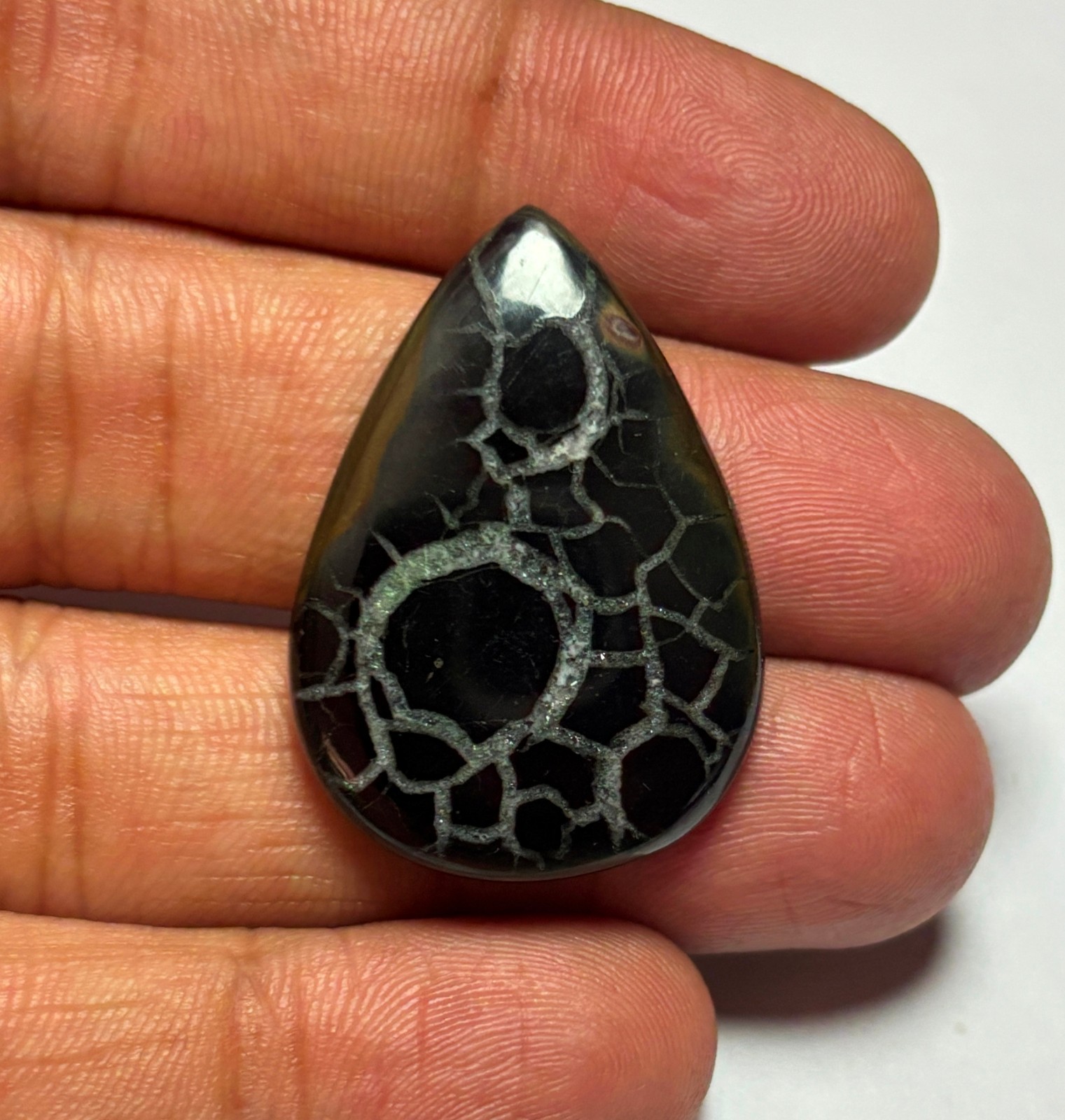 Black Septarian Cabochon Loose Flat Back Natural Gemstone For Jewlery Making