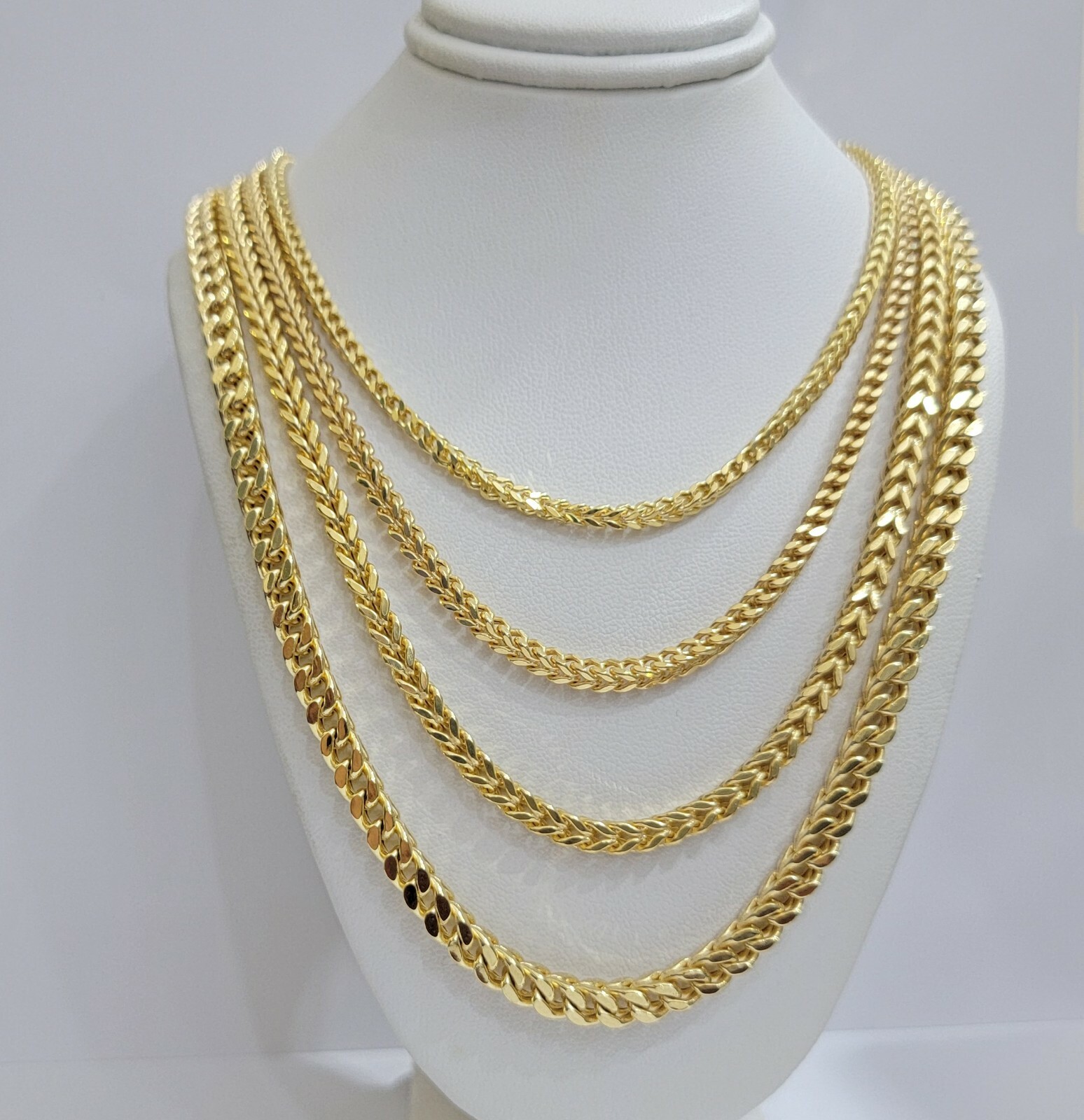 Real 10k Gold Chain Franco Mens Necklace 20″-28″ Inch 3mm-5mm 10kt Yellow,STRONG