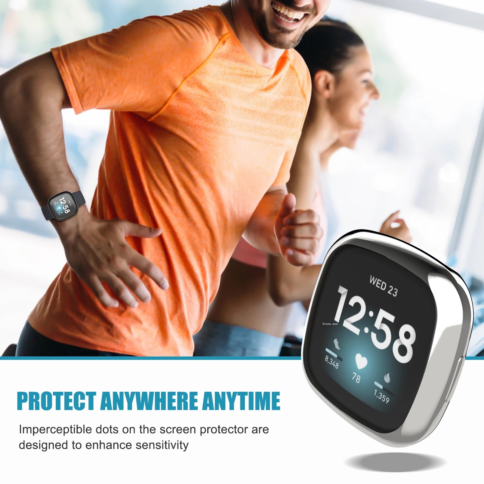 OZ Soft 360° Full Screen Protector Case Cover For Fitbit Versa 4 /Sense 2 Case