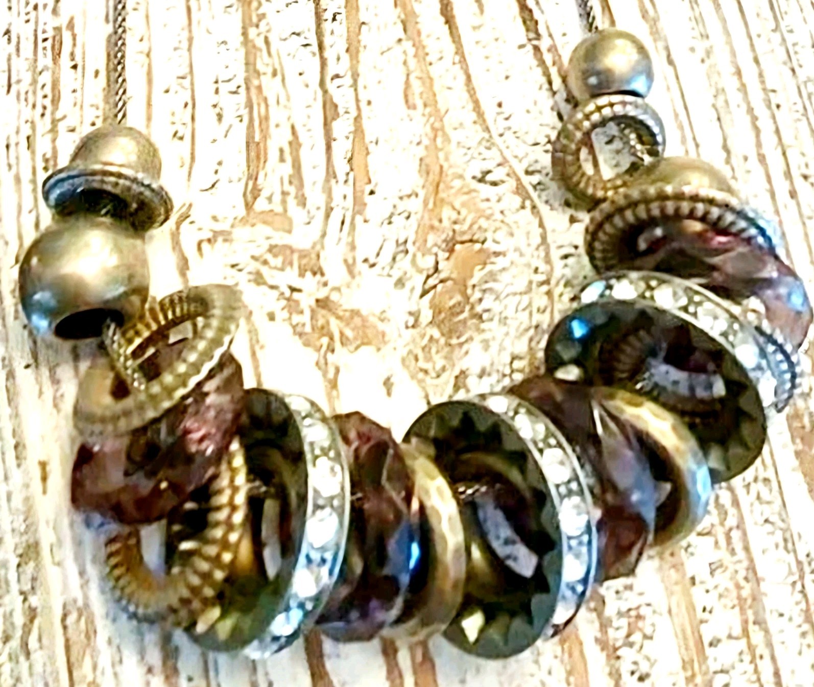 Bold Chunky Necklace Mixed Metals Big Rings Hoops Eclectic Statement Jewelry